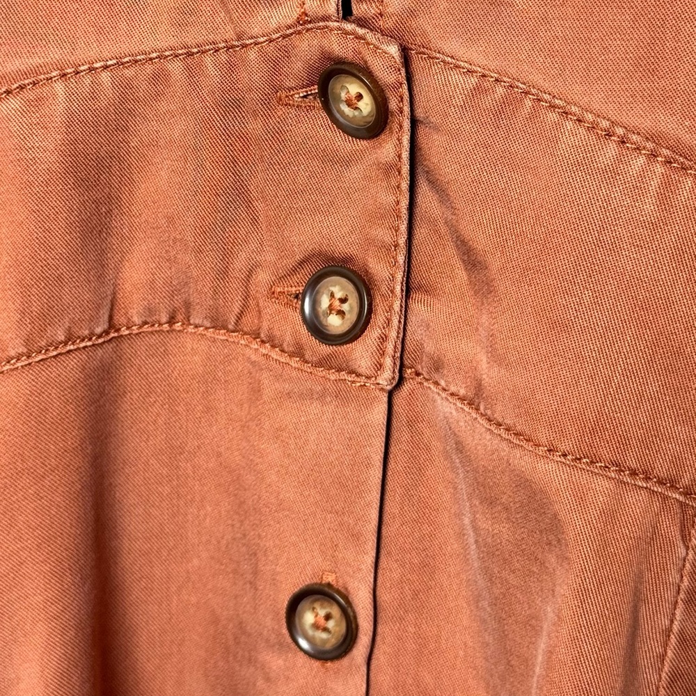 Quince Vintage Wash Tencel Button Front Dress Terracotta M - Picture 6 of 13